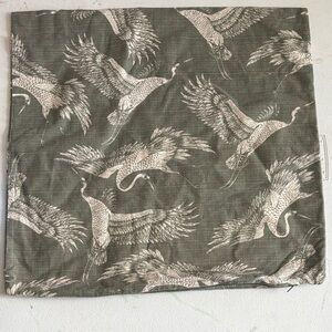 Gray and Cream Japanese style flying cranes Print Fabric pillow cover 18”